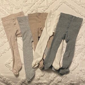 H&M Baby Girl Neutral Tone Fine Knit Tights, 3-6 month size